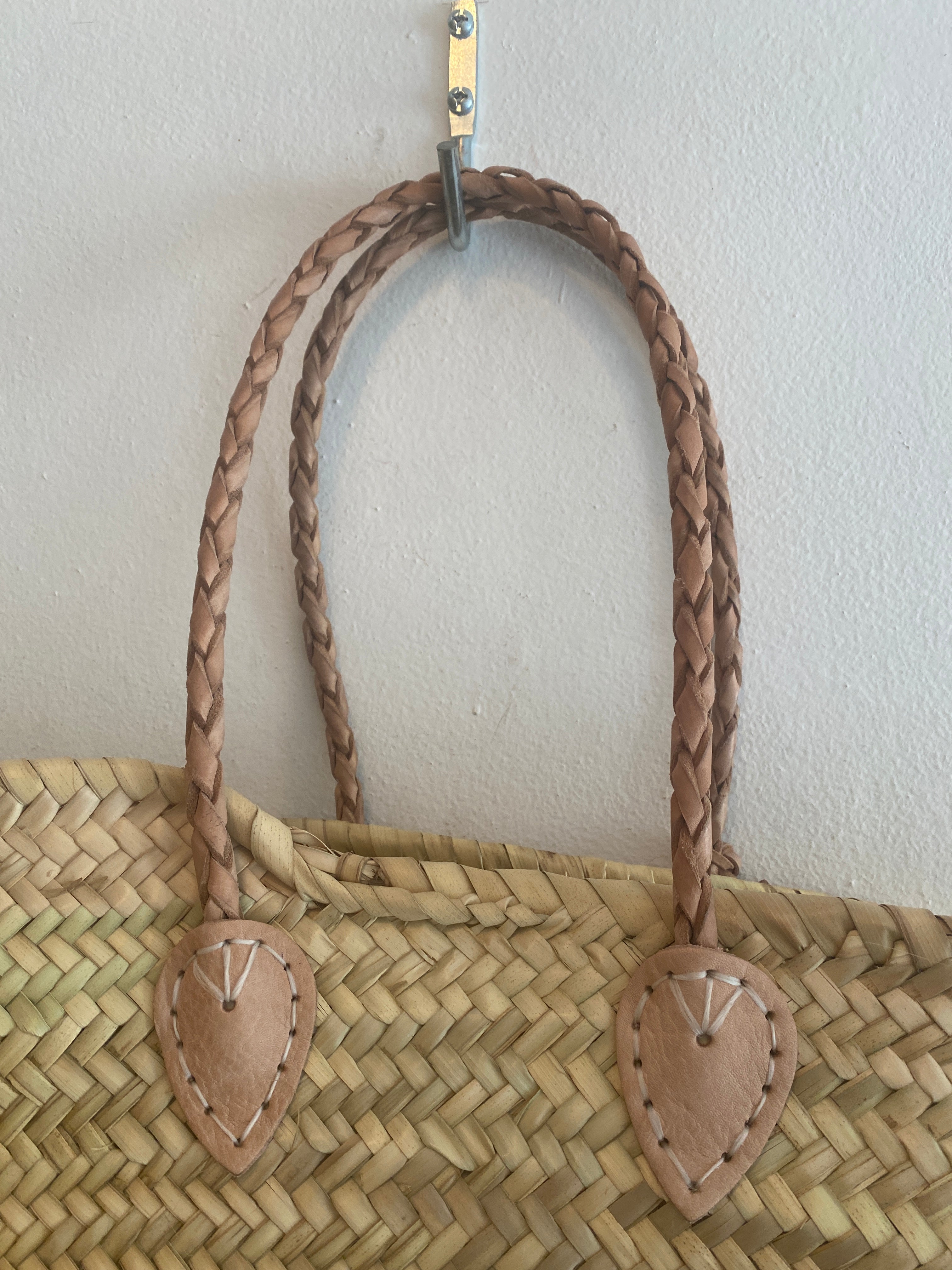 perfect size beach straw bag with braided handle